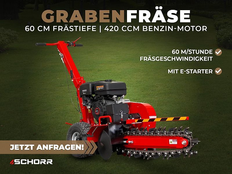 SCHORR Grabenfräse RR600GF Kabelfräse 12,4PS 420ccm E-Start Schachtfräse