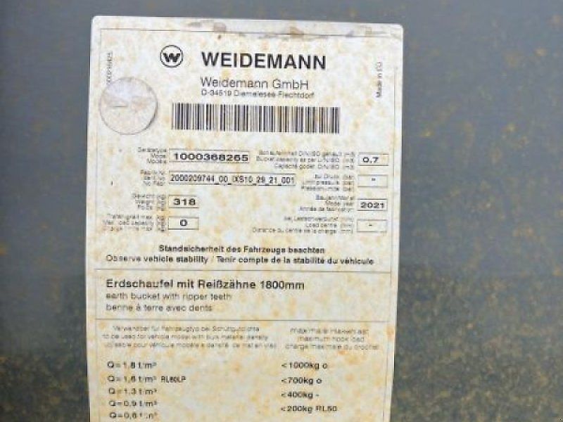 Weidemann VORS. SCHWERGUTSCHAUFEL 1800MM