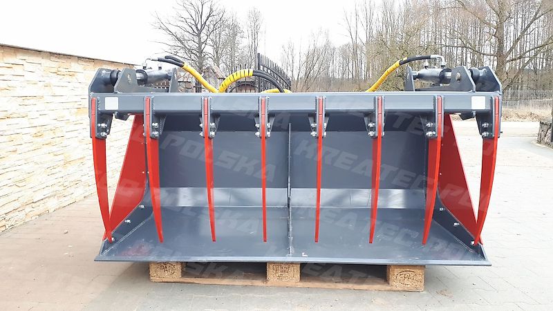 KREATEC Schaufel mit Niederhalter/ Krokoschaufel/ Reißschaufel 1,2 bis 2,8 m mit Hardox