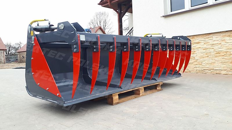 KREATEC Schaufel mit Niederhalter/ Krokoschaufel/ Reißschaufel 1,2 bis 2,8 m mit Hardox