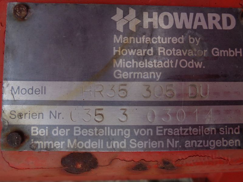 Howard Howard Bodenfräse Modell HR35 305DU Arbeitsbreite 315 cm mit 500 mm Stützräder zur exakten Tiefenführung keine Maschio, Celli, Krone, Fräse mit Drehzahlverstellung