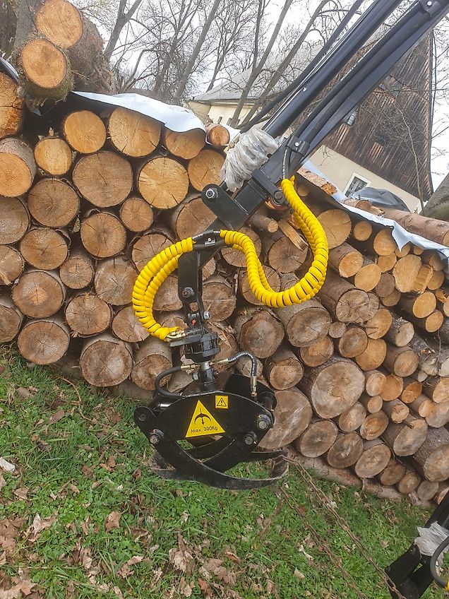 FHM Forstkran, Rückekran, Kran mit Rotator für Dreipunkt, Teleskop, 3,8m, 300Kg